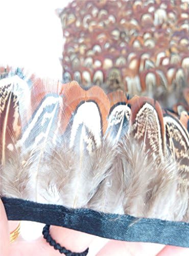 PANAX Phasant Feathers Fabric Stripes 2 Meters/ 2.18 Yard - идеален за Карнавал, Хелоуин, Занаяти, Handwerk,