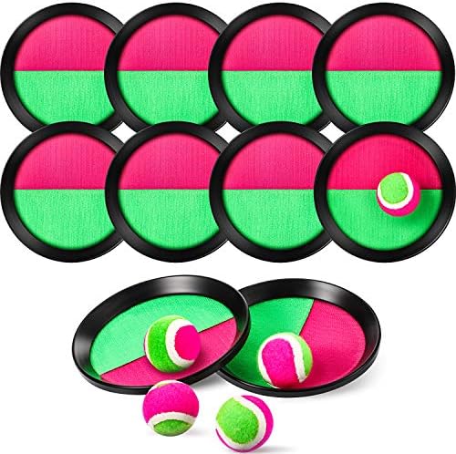Toss and Catch Paddle Игра Set with 10 Paddles and 5 Топки for Self-Stick Paddle Sport Game Teenagers and