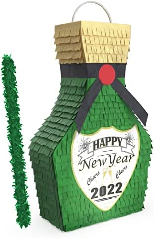 NYE Champagne Pinata с пръчка 17X10X5 Е идеален за коледна украса, NYE Centerpiece, Year 2022 Photo Prop,
