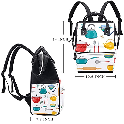 Голяма Детска Чанта За Памперси Раница, Кухненски Инструменти Плосък Икона Комплект Памперси Чанта за Пътуване