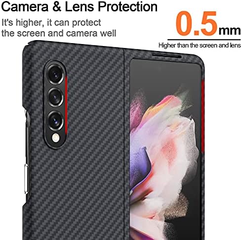 GooseBox Galaxy Z Fold 3 5G Използване на Case,Carbon Carbon Fiber Phone Cases for Galaxy Z Fold 3 Shell