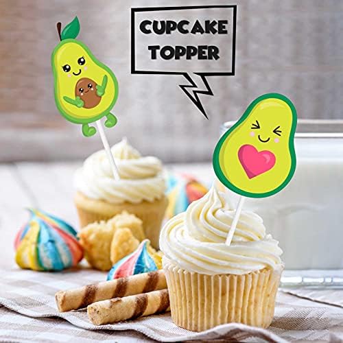 Авокадо Десерт Cupcake Topper Зелен Блясък Baby Shower Тема Украса честит Рожден Ден на Свети Гуакамоле