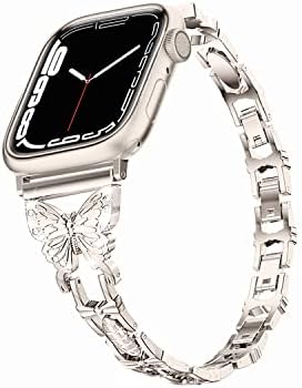 Diamond Butterfly Watch Band за Жени е Съвместим с Apple Watch Band 38 мм 40 мм 41 мм, Модерен Взаимозаменяеми