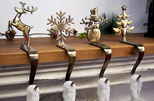 Коледен държач за отглеждане - Комплект от 4 Бронзови Закачалки за отглеждане на Дядо коледа, Снежен човек
