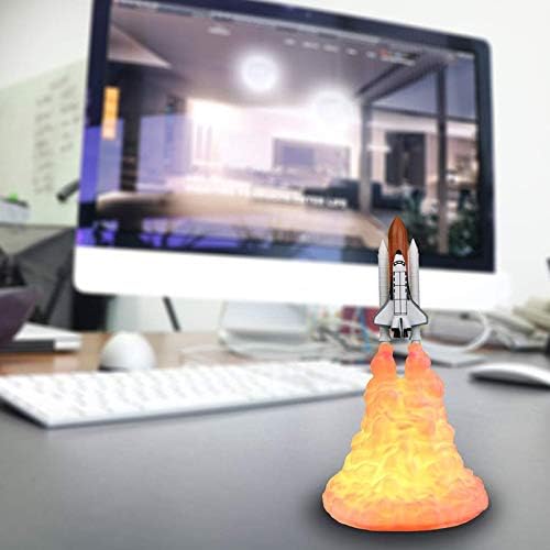 Лампа форми на ракети печат, 3D, Реалистична лампа на Совалката в космоса, NightOrnaments УСБ Акумулаторна