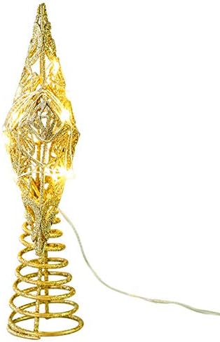 Juegoal Star Tree Topper with 20 LED Светлини, Gold Lighted Treetop Christmas Tree Decoration, 9 инча (H)