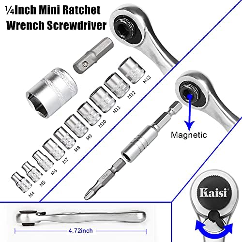 Kaisi 87-Piece Ratcheting Screwdriver Set Ratchet Wrench Magnetic Drive Kit 67 Multi-Size Bits and 1/4 Drive