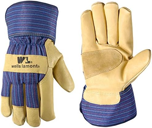 Мъжки тежкотоварни кожени зимни работни ръкавици, Palm Thinsulate със защитно белезници, много големи (Wells