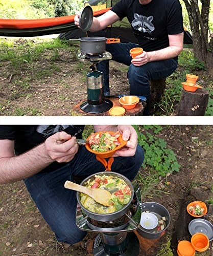 gear4U Camping Cookware Комплекти - BPA-Free Non-Stick Anodized Aluminum Каша Комплекти - Complete Lightweight