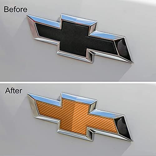 LANZMYAN Bowtie Logo Wrap Stickers for Chevy Cut-Your-Own Carbon Fiber Emblem Overlay САМ Decals 3PCS Gold