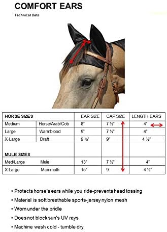 Cashel Comfort Ears Horse Fly Bonnet, Черен, Голям