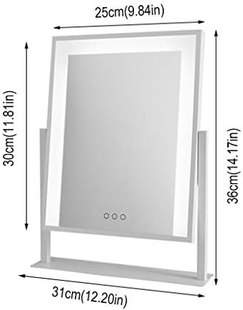 WXF Огледала За грим, Модерна Метална Рамка, Тоалетка Красота Огледало 360° Ротация Сензорен екран Потъмняване