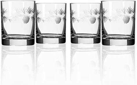 Rolf Glass Icy Pine Double Old Любовна Glass 14 унции - Комплект чаши за уиски от 4 – Бессвинцовых Стъклени