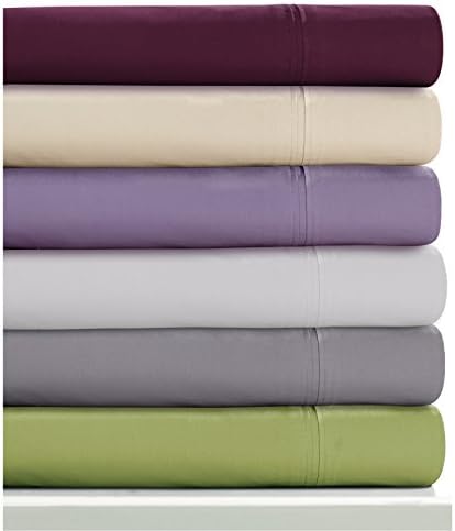 Tribeca Living Egyptian Cotton Percale 350 Thread Count Deep Pocket Sheet Set with Pillowcase, King, Бял