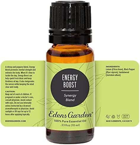 Edens Garden Energy Boost Essential Oil Synergy Blend, Чист Терапевтичен клас (неразбавленные естествени/