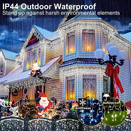 132ft Коледни Светлини Декорация На Открито, 1280 LED 8 Режима Завеса Приказни Светлини с 240 Капки,Плъгин