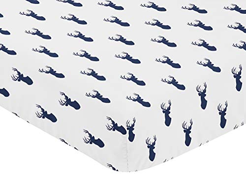 Sweet Jojo Designs Woodland Deer Boy Jersey Stretch Knit Fitted Baby Crib Sheet for Soft Toddler Bed Nursery