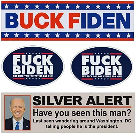 Anti Joe Biden Magnet Пакет, 4 Магнит, FJB, Buck Fiden, Silver Alert - Vote Тръмп 2024 Make America Great