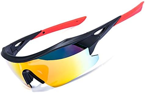 AOKNES Поляризирани Спортни Велосипедни очила Очила за Мъже, Жени, с 3 Сменяеми лещи (оранжев)