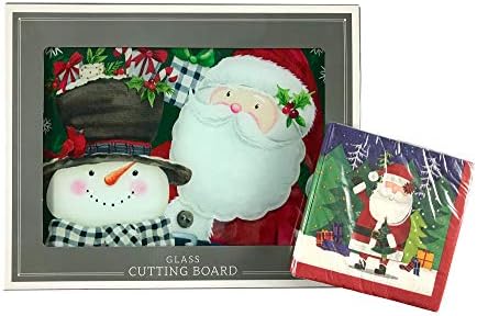 Празнична Коледна Стъклена дъска за Рязане: Декоративни Зимни снежни човеци и Дядо Снимка Opp с кърпички