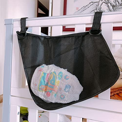 YIJU Universal Pram Buggy Net Bag Baby Stroller Mesh Bag Organizer Pouch Carrying Net Storage Toys Pocket Accessories Gift - Черен