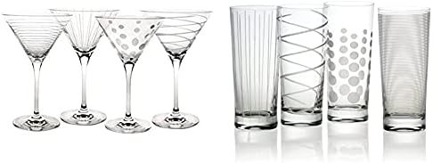 Mikasa Наздраве Martini Glass, 10 унции, пакет от 4, 4 БР, multi/none & Наздраве Highball Glass, 19,75 унция,