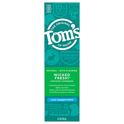 Tom ' s of Maine Natural Wicked Fresh! Паста за зъби с флуор, Прохладна мента, 4,7 унции. (Опаковка може
