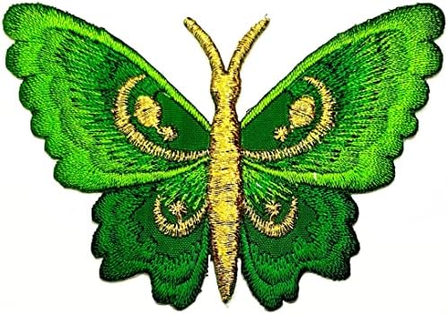 Kleenplus Зелена Пеперуда Сладък Животни Карикатура на Бродирани Ютия На Шият Икона за Дънкови Якета, Шапки,