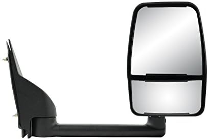 Fit System Пътнически Странично Буксировочное Огледало за Chevrolet Express Van/GMC Савана Full Size Van, Канава с Черен капак PTM, Двойна леща, Сгъваема, Ръководство за потребителя