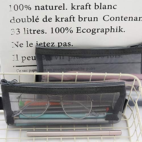 Dylandy Мрежа Pen Чанта Simple Solid Color Молив Bag Студентски Stationery Bag Simple Large Capacity Молив