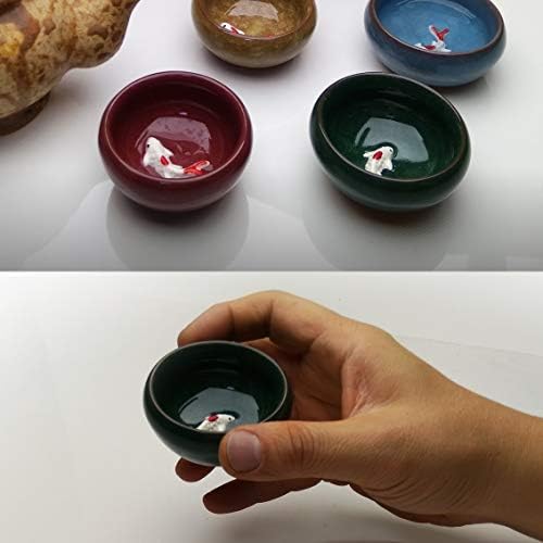[LENITH] Корейски комплекти питиета соджу, Сладка рибка в чаша, Дървена чашка соджу, Керамика, ръчно изработени 4 цвята Риба в чаши, А също така и за уиски,текила и саке. (?