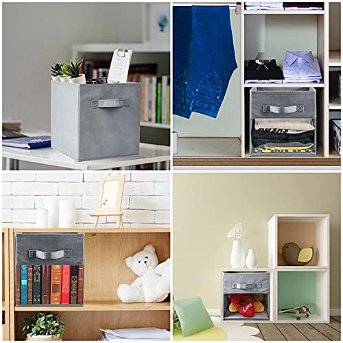 Vorshape 10.5x10.5x11 in 6pcs Cube Storage Bins/Boxes with Clear Window, 2 Sturdy Handles, Fabric Foldable