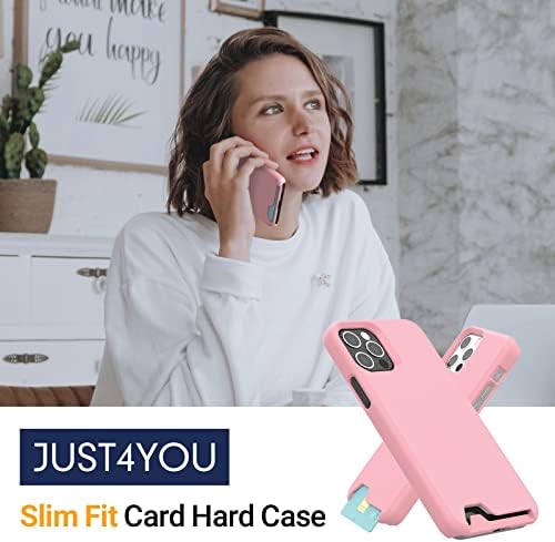 JUST4YOU Slim Fit Card Hard Case е Съвместимо с Apple iPhone XR [Съхранение на карти, матово покритие] -