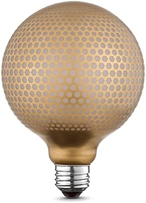 Globe Electric 35042 Moderna Luxury Негабаритная матова led лампа с нажежаема жичка, 4 W (еквивалент на 40 Вата), Мед шестоъгълник, форма G40, на основата на E26, 2400 Кельвинов, 160 лумена, срок