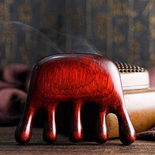 Естествен червен сандаловый масажен гребен, 5 пръста Прекрасен дебел стил краката Дървен гребен[Подарък