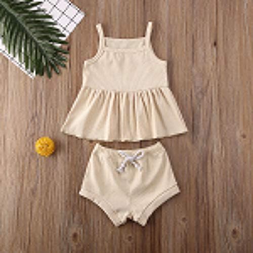 Baby Toddler Момиче Summer Rib Бод Върховете Bloomers Shorts Solid Color Sets Clothing