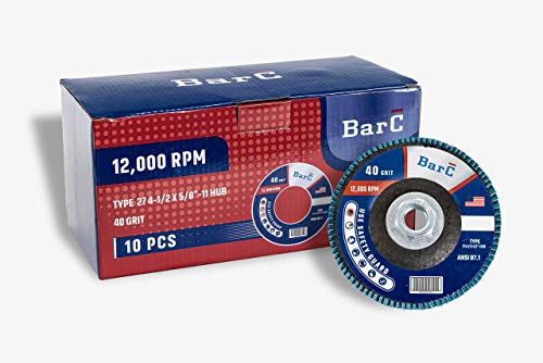 BAR C Цирконий Flap Disc, 10 Pack, Вид на 27, дърворезба 4 1/2 x 5/8 11, размер 40, Висока плътност