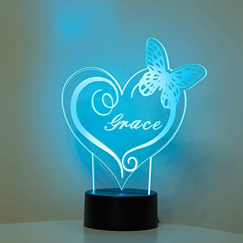 Nobelook Night Light Plug in Butterfly Custom Изрежете Name Acrylic Colored LED Lamp Bedroom Decoration Best Gift for Kids Adult Girls Коледа Valentine ' s Day (Style 1)
