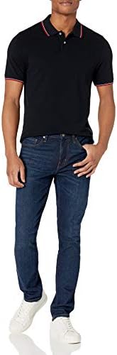 Essentials Мъжки приталенная в памучна риза с къси ръкави Pique
