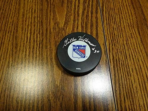 Жил Villemure 30 Signed Auto New York Rangers Hockey Puck PSA/DNA Certified - Autographed NHL Pucks
