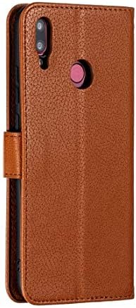 Калъф за мобилен телефон Minyangjie Great Feather Pattern Litchi Texture Horizontal Flip Leather Case with Портфейла & Holder & Card Slots for Huawei Y9 (2019)(червена) (Цвят : кафяв)