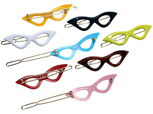 Parcelona French Retro Glasses Small 2 1/4 Целлулоидный Комплект от 8 Странични Слайдове В Заколках За коса