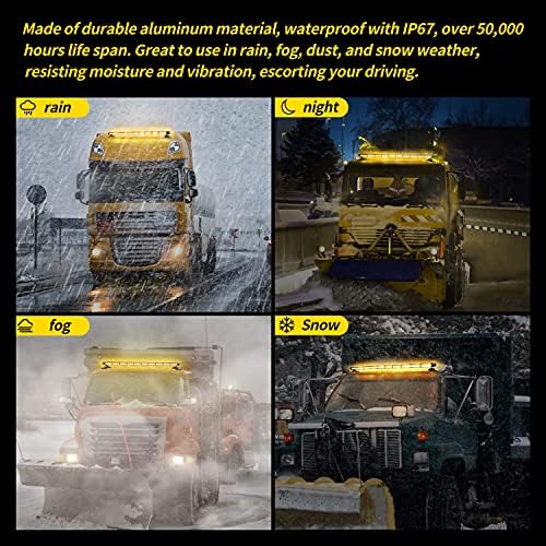Lattofigy 47 High Visibility LED Rooftop Strobe Мигащи Light Bar Traffic Съветник Спешно Warning Light Vehicles for Safety Tow Trucks Pickup Snowplow, With 28 Strong Magnets (Amber)