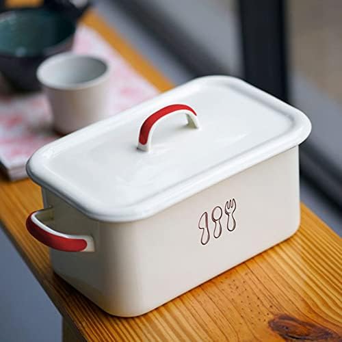 Toyvian Эмалированная Кутия За Съхранение на Хлебница с Капак на Контейнер За Съхранение на Хляб Кофа за