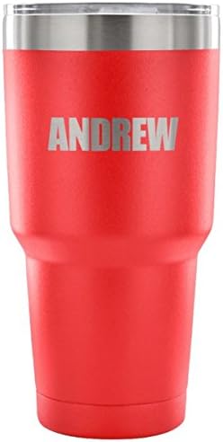 Andrew Coffee Mug - text names on tea cup glass - Personalized travel name mug gift - Коледа, рожден ден,