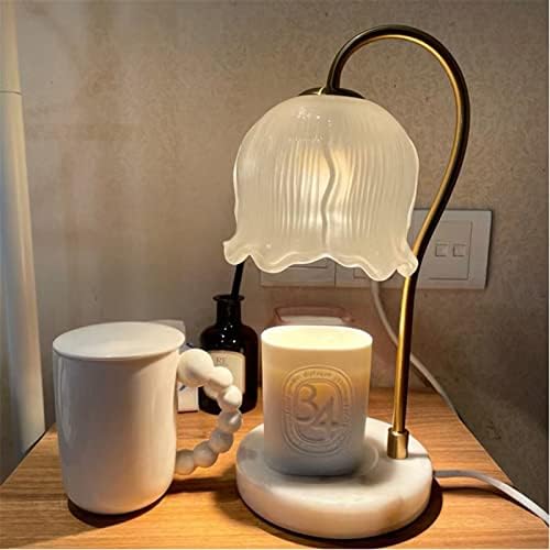 Нощна лампа Свещ е по-топла Лампи с Мрамор Основание Crystal Лампа Аромат Отгоре Надолу Восък Топене Лампи за Дома Спалня Настолни Лампи (Цвят : ЕС Щепсел)