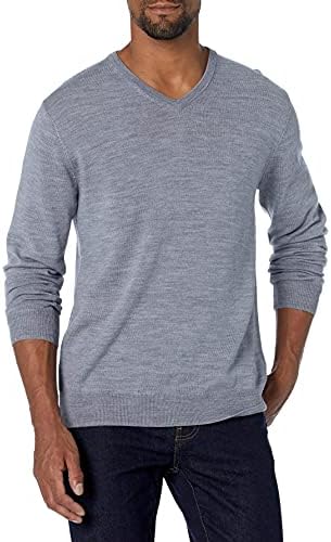 Goodthreads Мъжки лек пуловер от мериносова вълна, с V-образно деколте