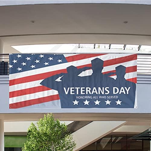 VictoryStore Veterans Day Banner Водоустойчив Винил банери (4 фута, 8 фута, благодаря за ветерани)