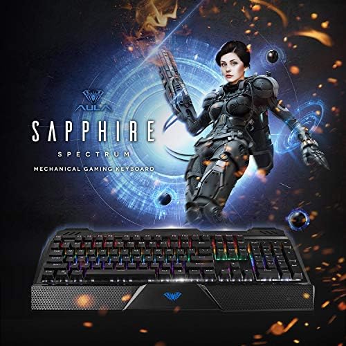 Beastron Sapphire Спектър RGB LED Осветен Ръчна Жичен детска клавиатура със сини стрелки, регулируеми ефекти,