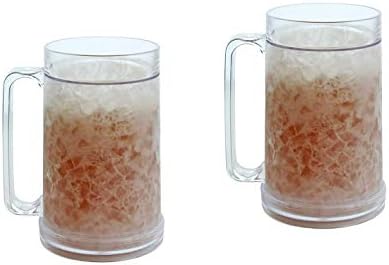 Двойни Стени Гел Фризера Чаши Комплект от 2 Прозрачни 16 унции, Охлаждащи Пинтовые Чаши, Замораживаемая